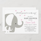 Elephant Baby Shower Elephant invitation Baby Girl (Front/Back)
