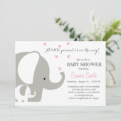 Elephant Baby Shower Elephant invitation Baby Girl (Standing Front)