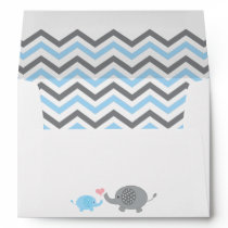 Elephant Baby Shower Envelope Blue Gray Chevron