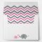 Elephant Baby Shower Envelope Pink Gray Chevron