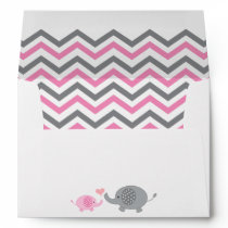 Elephant Baby Shower Envelope Pink Gray Chevron