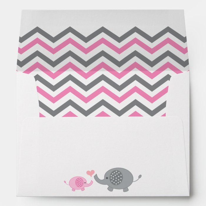 Elephant Baby Shower Envelope Pink Gray Chevron Zazzle