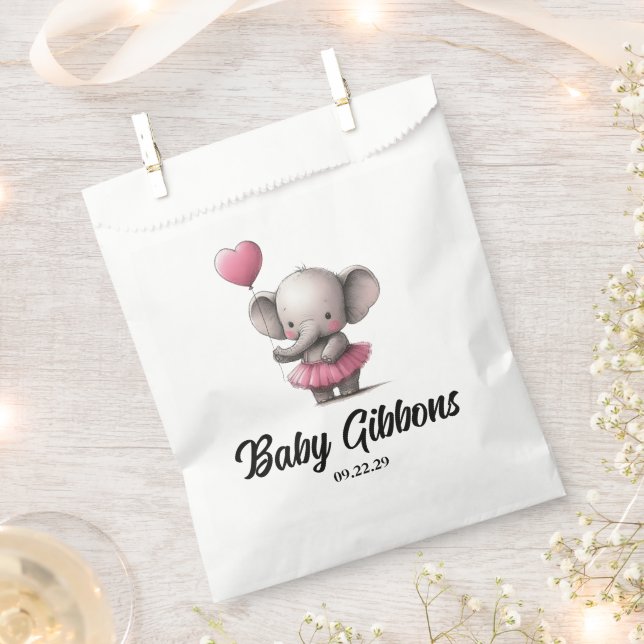 Elephant Baby Shower Favor Bag (Clipped)
