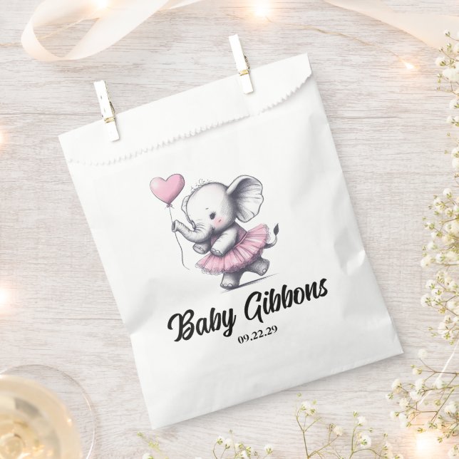 Elephant Baby Shower Favor Bag (Clipped)