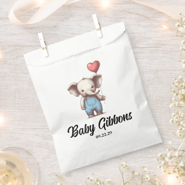 Elephant Baby Shower Favor Bag (Clipped)