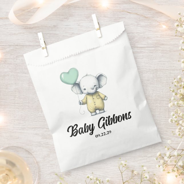 Elephant Baby Shower Favor Bag (Clipped)
