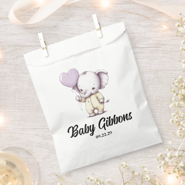 Elephant Baby Shower Favor Bag (Clipped)