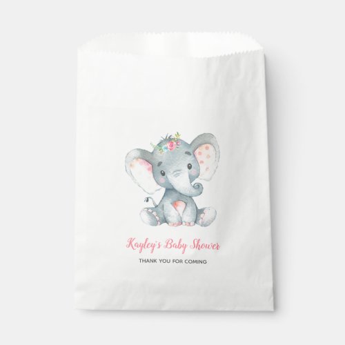 Elephant Baby Shower Favor Bag Floral Girl