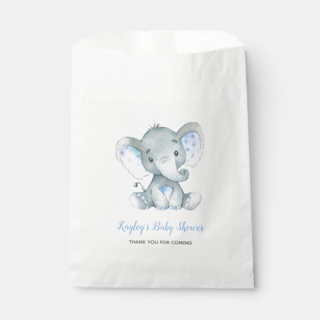 Elephant Baby Shower Favor Bags Boys Personalized (Front)