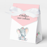 Elephant Baby Shower Favor Box (Girl)