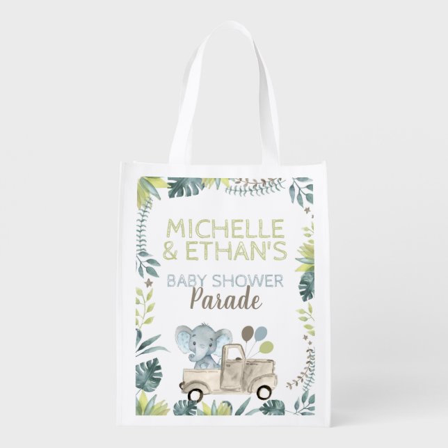 Elephant Baby Shower Favor Grocery Bag (Back)