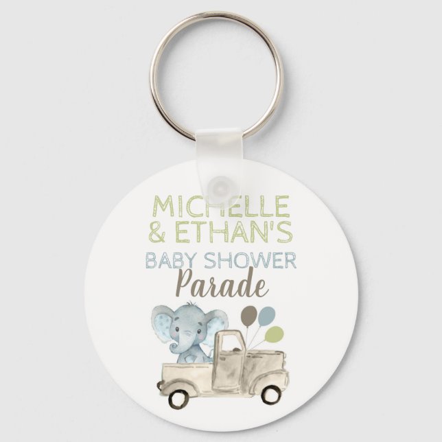 Elephant Baby Shower Favor Keychain (Front)