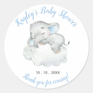 Elephant Baby Shower Favor Sticker Sleeping Dreamy