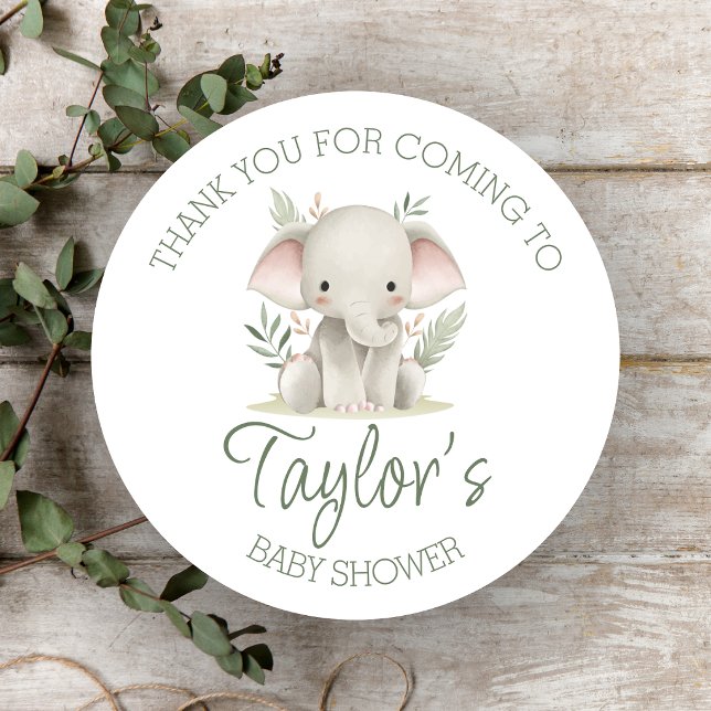 Elephant Baby Shower Favor Stickers Labels (Creator Uploaded)