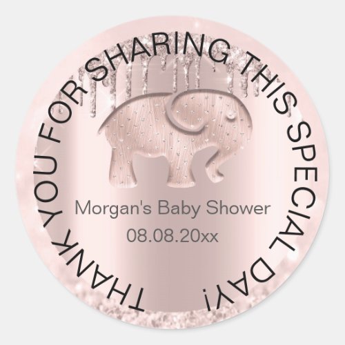 Elephant Baby Shower Favor Thank You Pink Classic Round Sticker