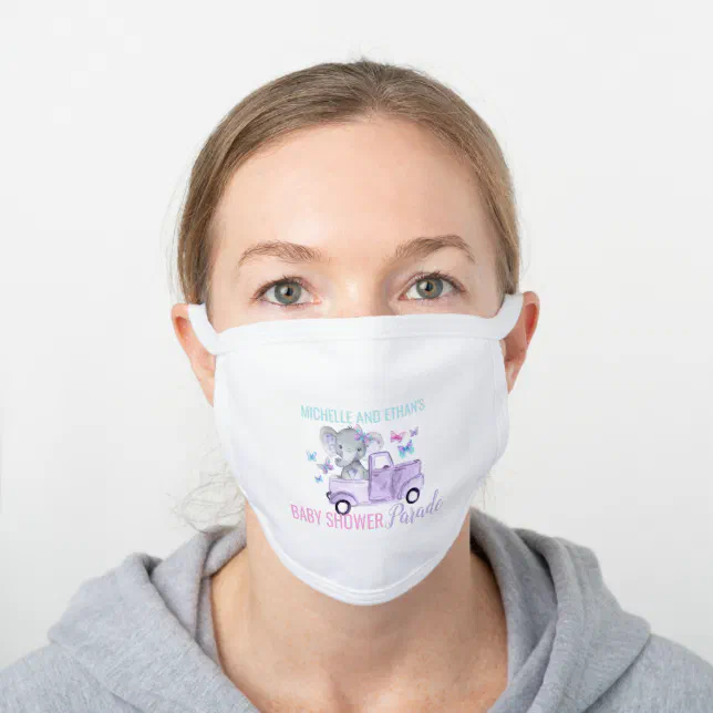 Elephant Baby Shower Favor White Cotton Face Mask Zazzle
