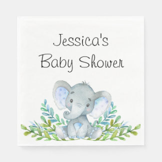 Elephant Baby Shower, First Birthday Party Napkins