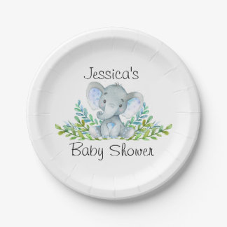 Elephant Baby Shower, First Birthday Party Paper Plates