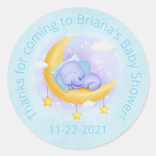 Elephant Baby Shower for a Boy in Blue Classic Round Sticker