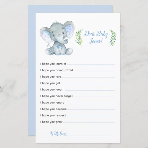 Elephant Baby Shower Game Dear Baby Wishes