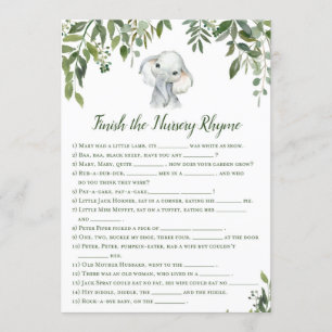 Elephant Baby Shower Game w answer back 5x7 size Invitation