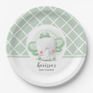 Elephant Baby Shower Gender Neutral Paper Plates