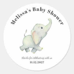 Elephant Baby Shower Gender Neutral Personalized Classic Round Sticker