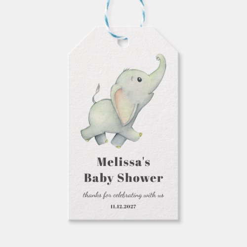 Elephant Baby Shower Gender Neutral Personalized Gift Tags