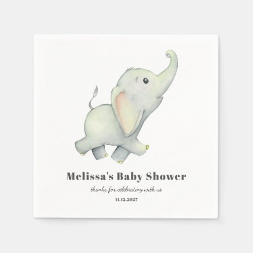 Elephant Baby Shower Gender Neutral Personalized Napkins