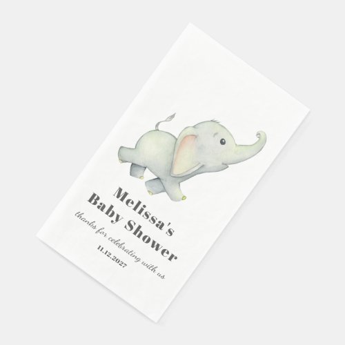 Elephant Baby Shower Gender Neutral Personalized Paper Guest Towels