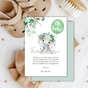 Elephant Baby Shower Gender Neutral Thank You Card