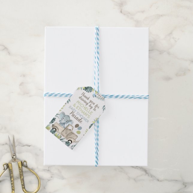 Elephant Baby Shower Gift Tags (With Twine)
