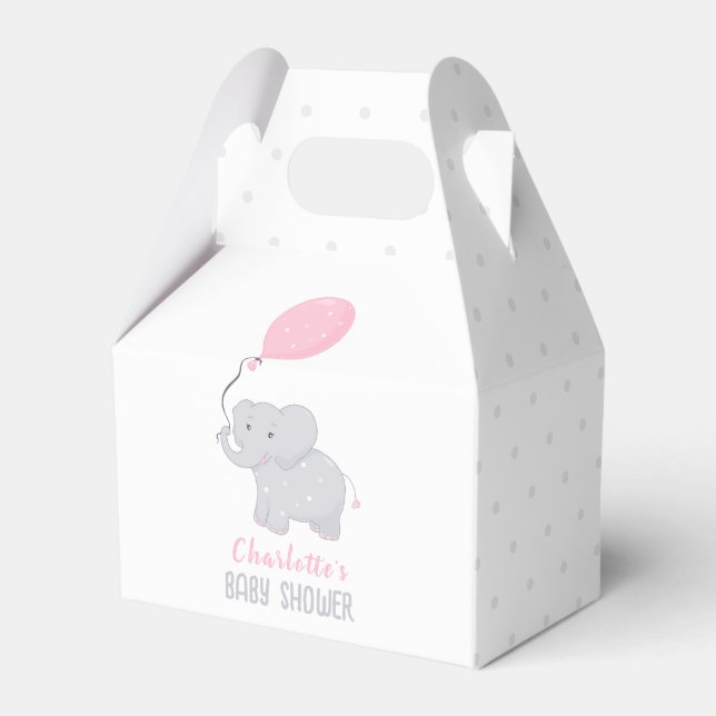 Elephant Baby Shower Girl Cute Favor Box (Front Side)