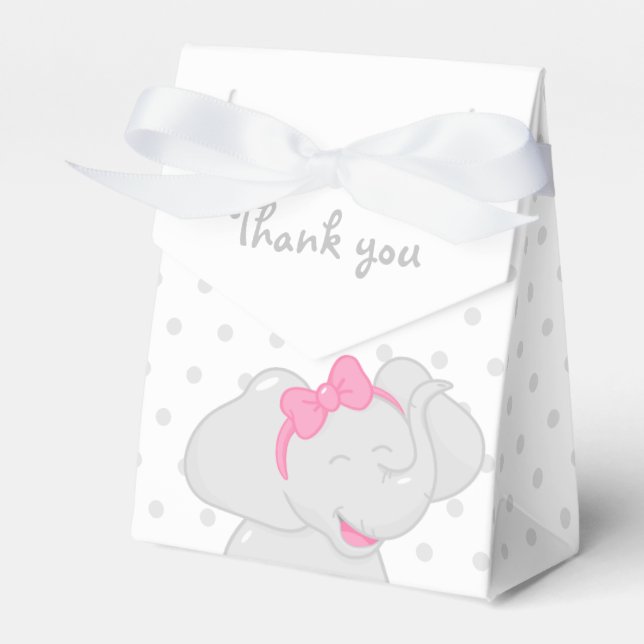 Elephant Baby Shower Girl  💗 🐘 Favor Boxes (Front Side)