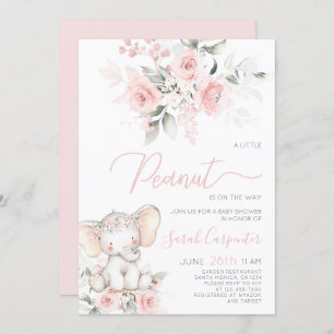 Elephant Baby Shower Girl Invitation