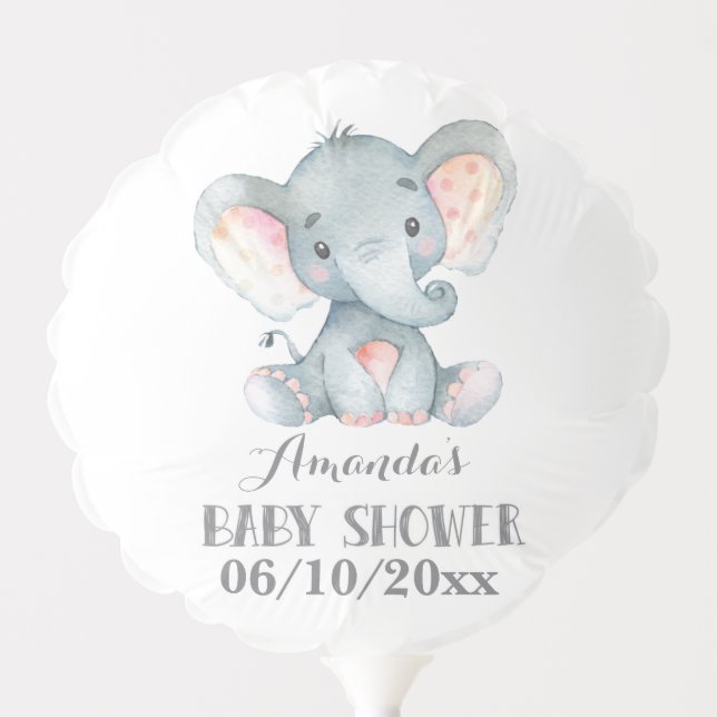Elephant Baby Shower Gray Balloon (Front)