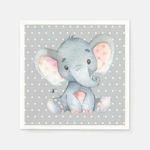 Elephant Baby Shower Gray Napkins