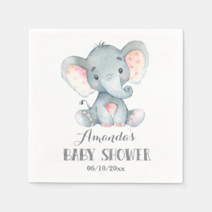 Elephant Baby Shower Gray Napkins