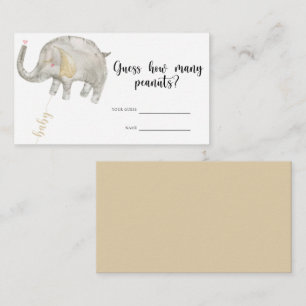 Elephant - baby shower guess how many peanuts enclosure card