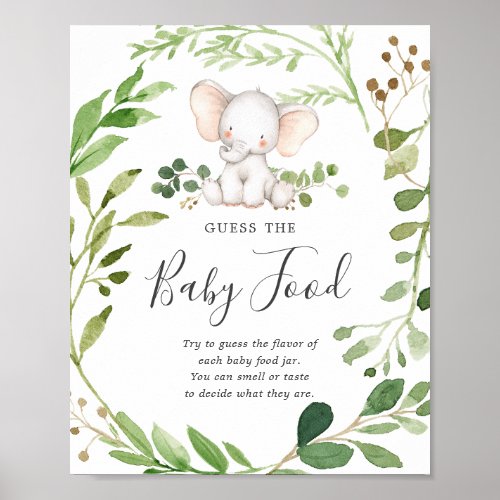 Elephant Baby Shower Guess The Baby Food Poster