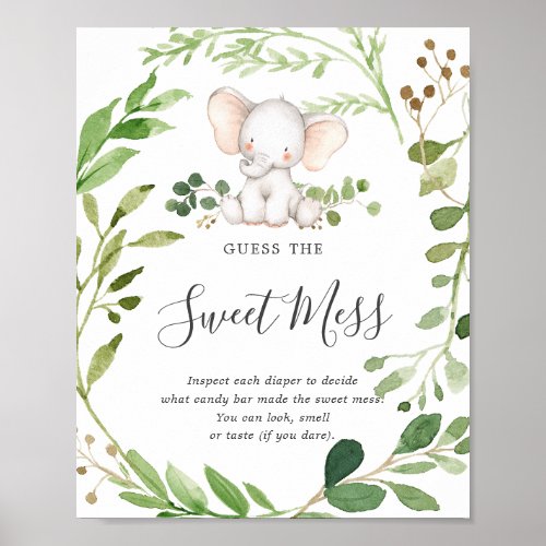 Elephant Baby Shower Guess The Sweet Mess Poster