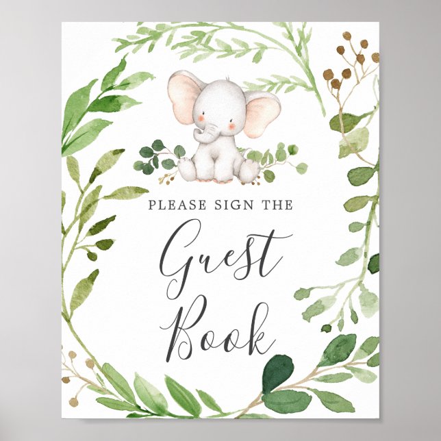 Elephant Baby Shower Guestbook Sign (Front)