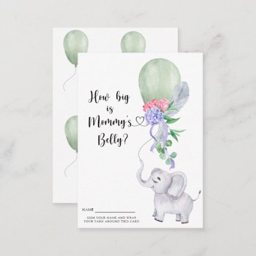 Elephant _ baby shower how big is mommys belly enclosure card