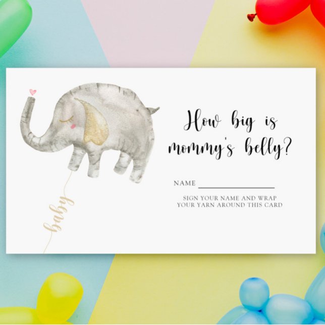 Elephant - baby shower how big is mommy's belly enclosure card (Creator Uploaded)