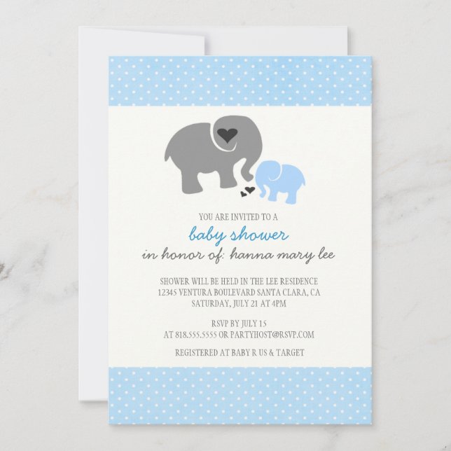 Elephant Baby Shower Invitation (Front)