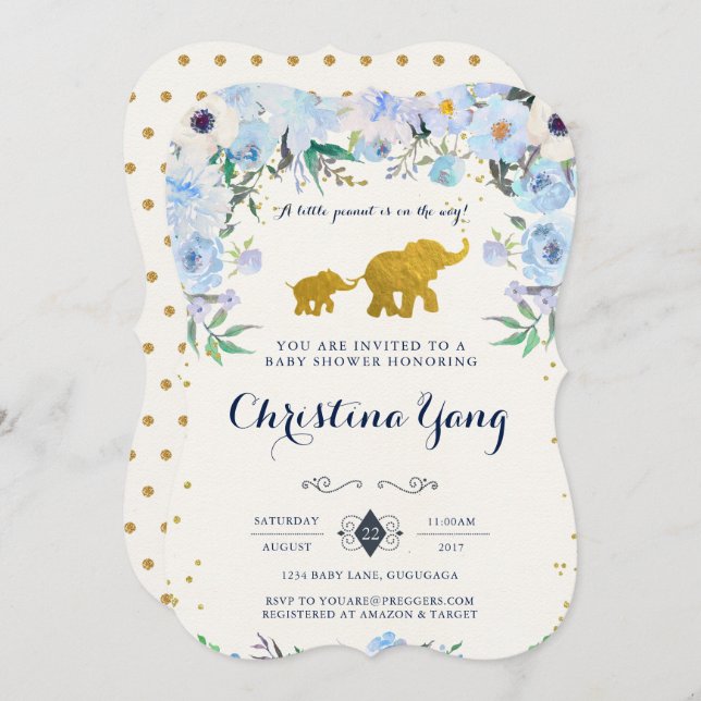 Elephant Baby Shower Invitation (Front/Back)