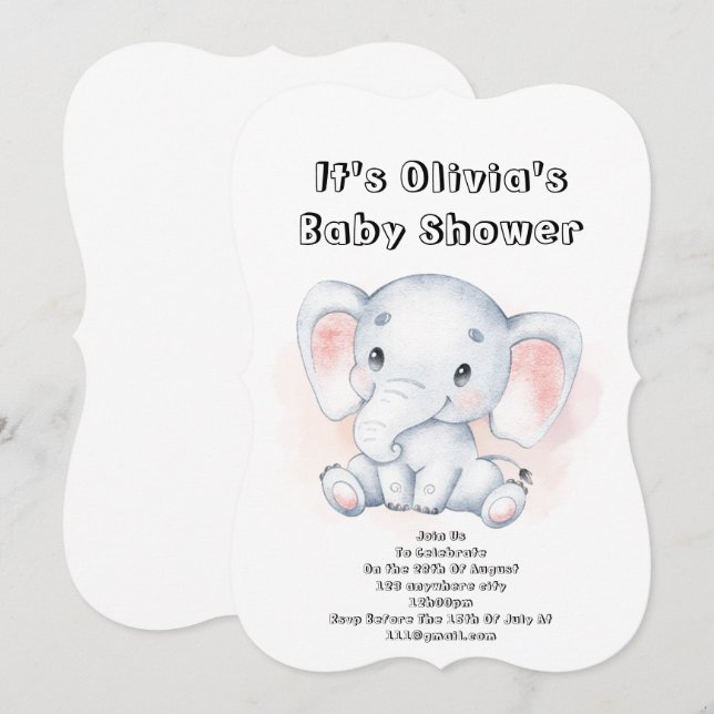 ELEPHANT BABY SHOWER  INVITATION (Front/Back)