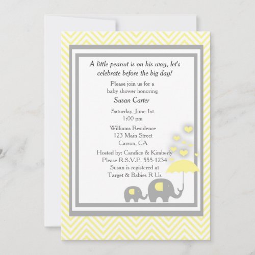 Elephant Baby Shower Invitation