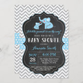 Elephant Baby Shower Invitation Blue and Gray (Front/Back)