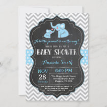 Elephant Baby Shower Invitation Blue and Gray